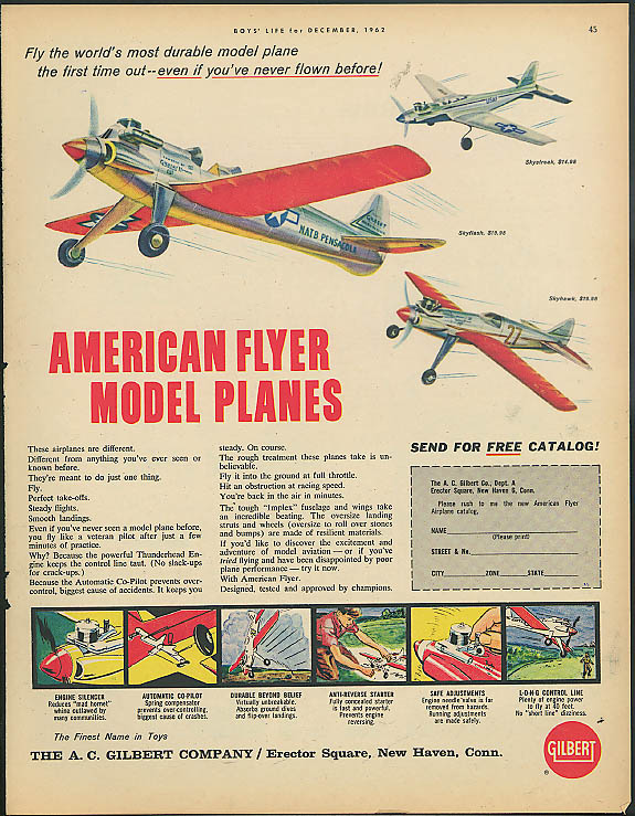 Image for American Flyer Model Planes ad 1962 Skyflash Skystreak Skyhawk
